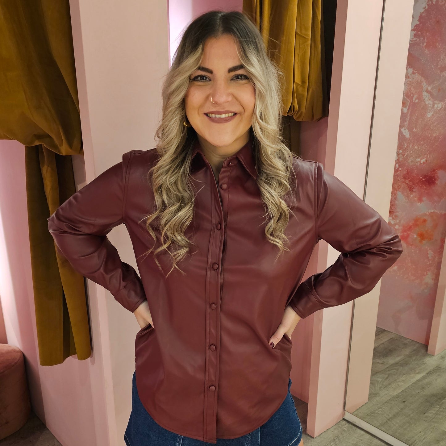 PU blouse 9621 Bordeaux