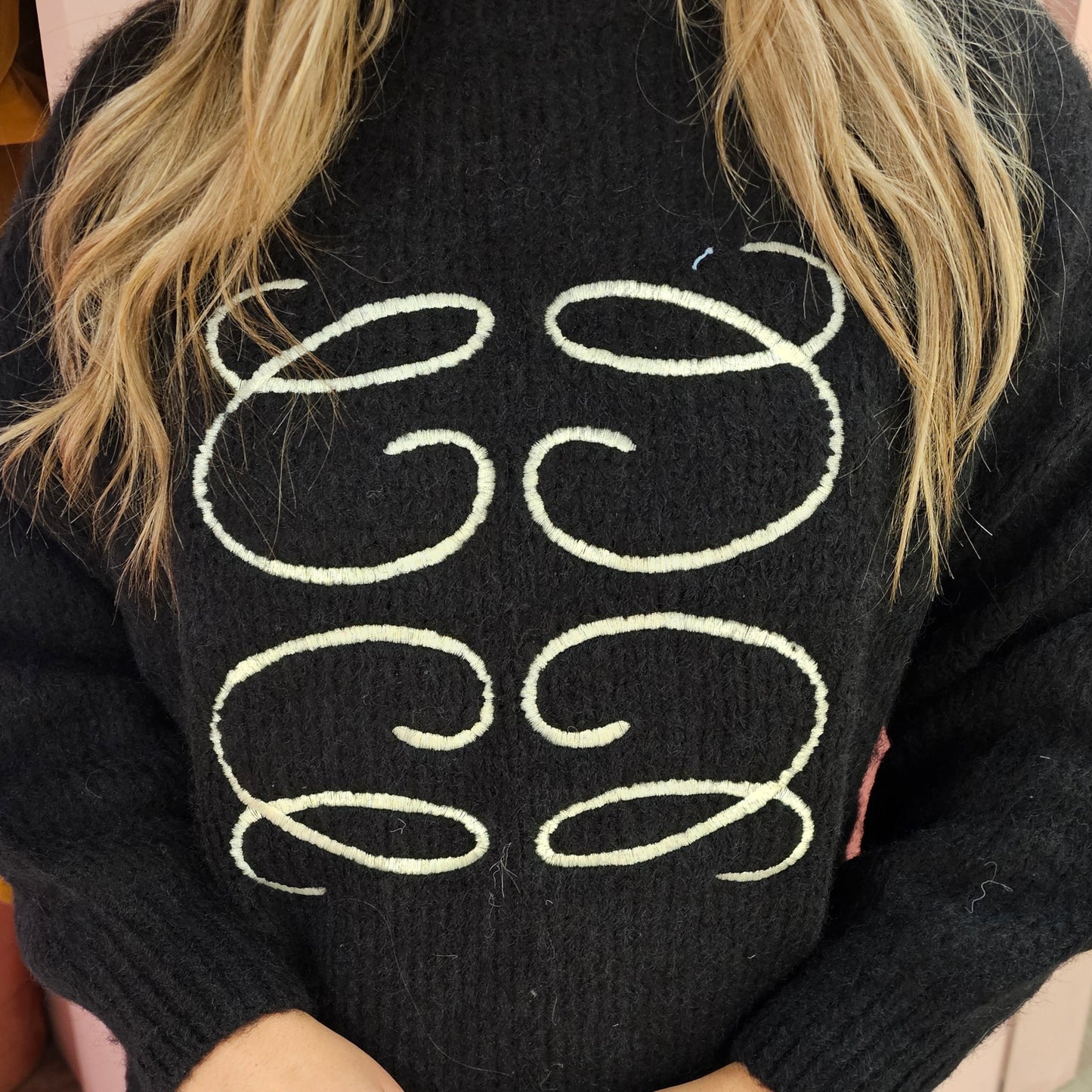 Knit trui lang 233286 Zwart