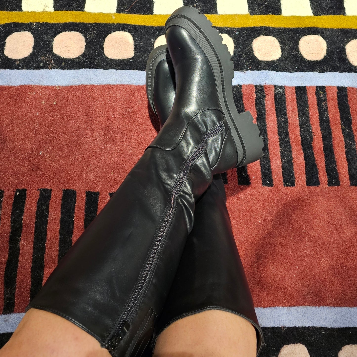 High boots plateau 717 Zwart