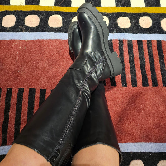 High boots plateau 717 Zwart