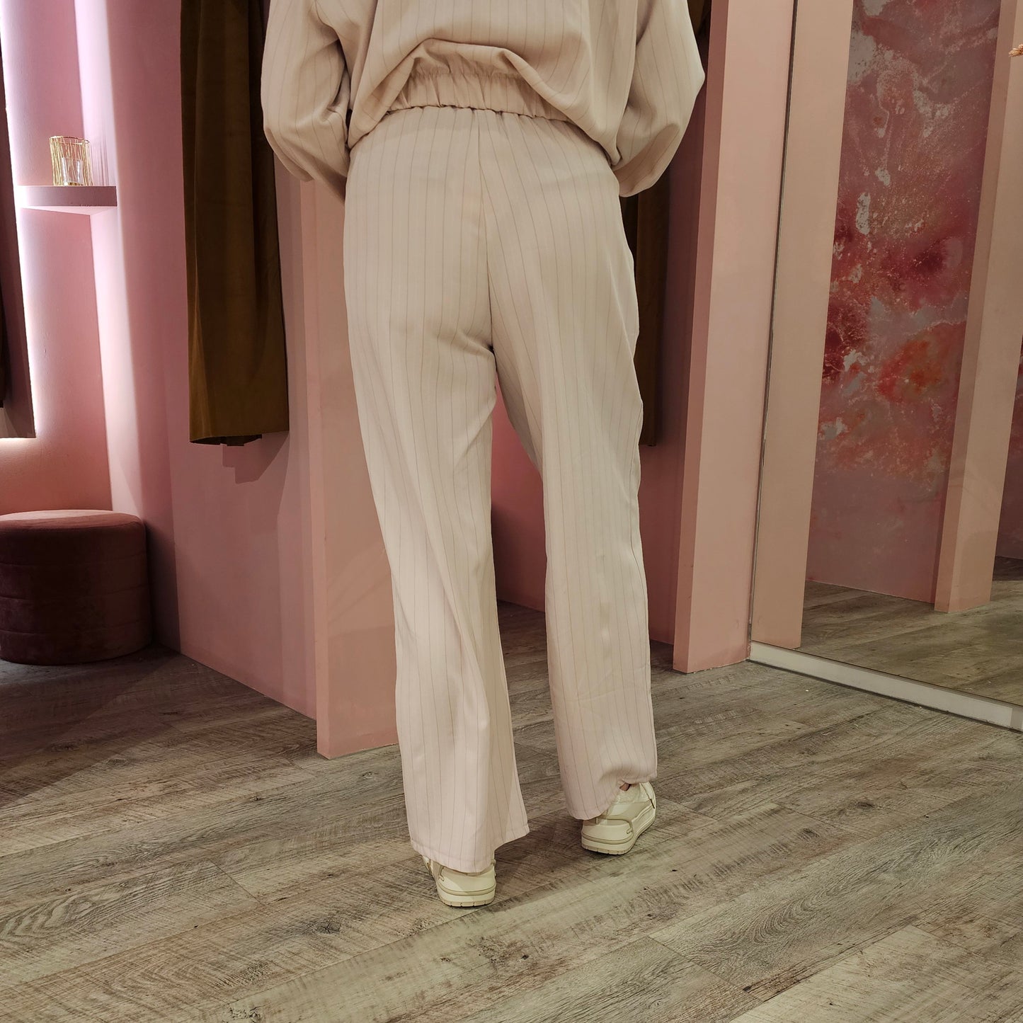 Krijtstreep broek set 9290 Roze