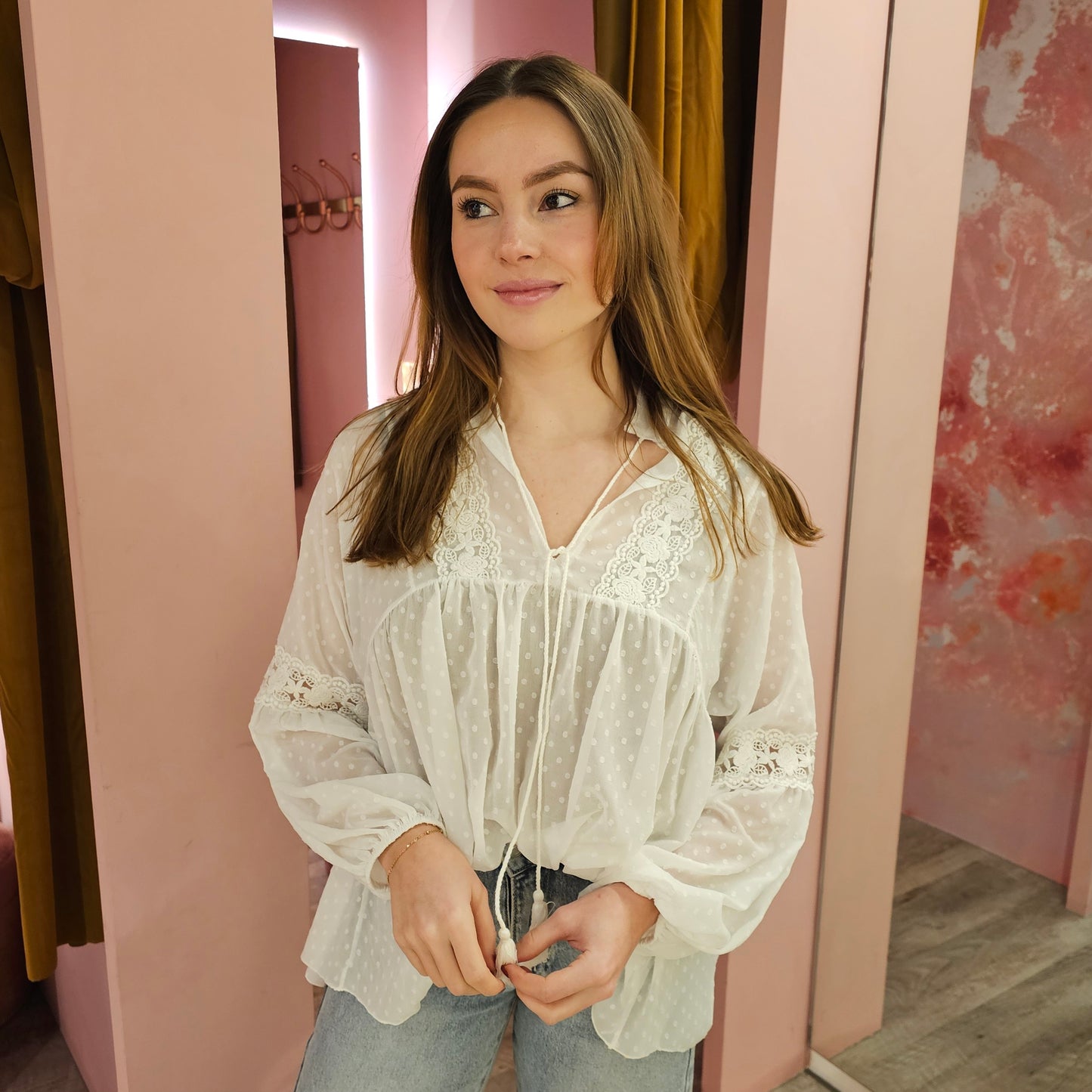 Blouse bolletjes 9389 Wit