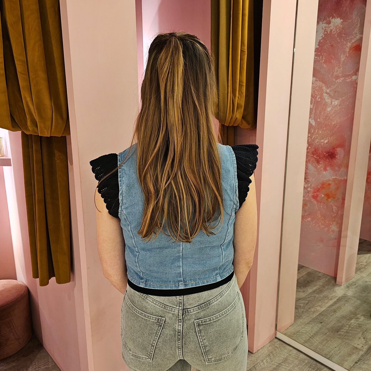Denim gilet 8420 Blauw