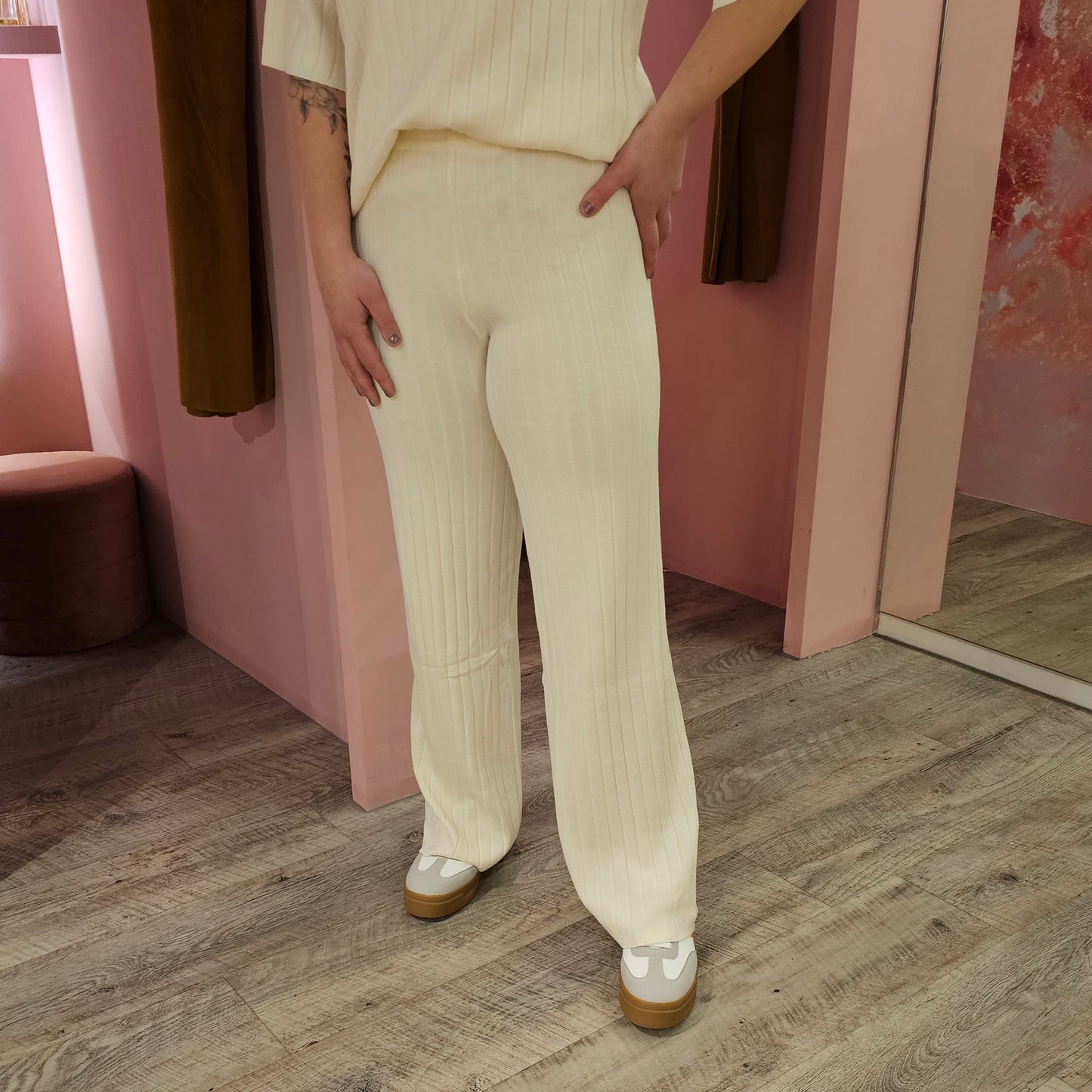 Knit broek set 255010 Ecru