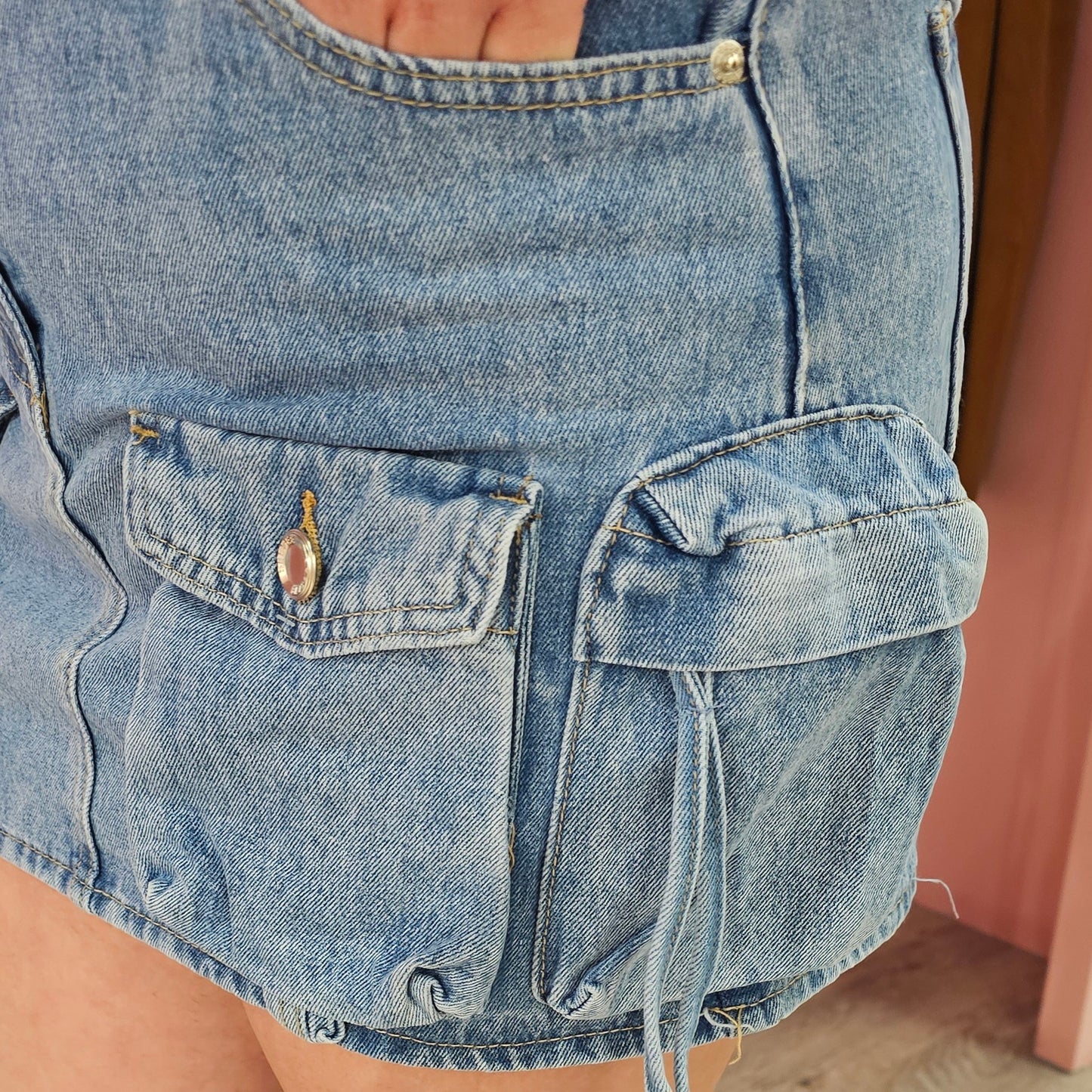 Cargo denim skirt 974 Blauw
