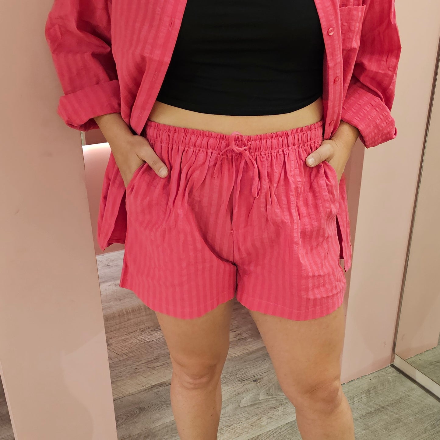 Short strepen 15656-1 fuchsia