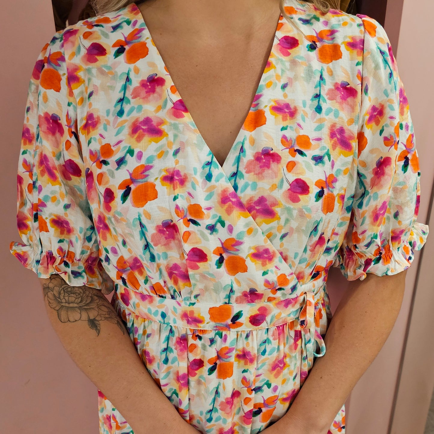 Omslagjurk bloemen 5585 Multi