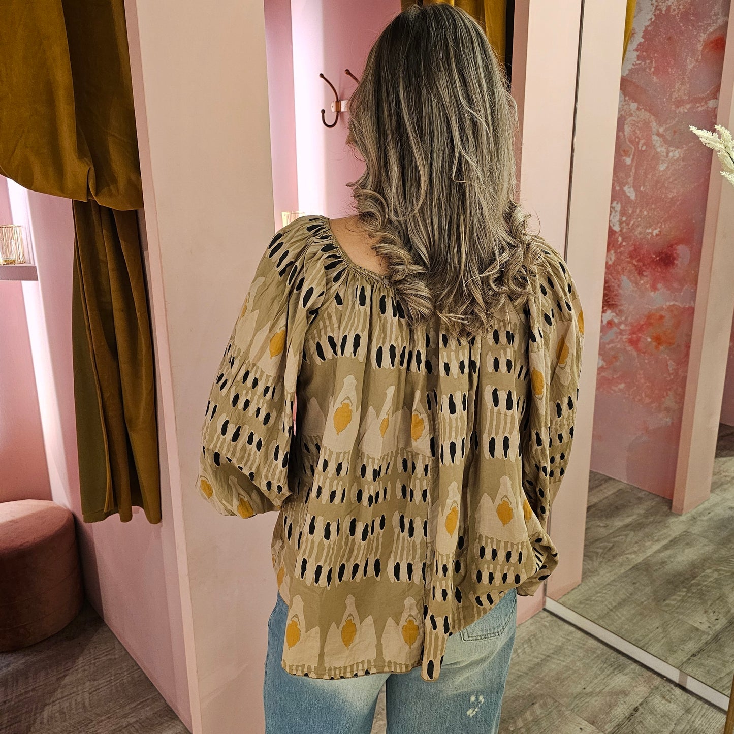 Puffy smockblouse 845011 Taupe