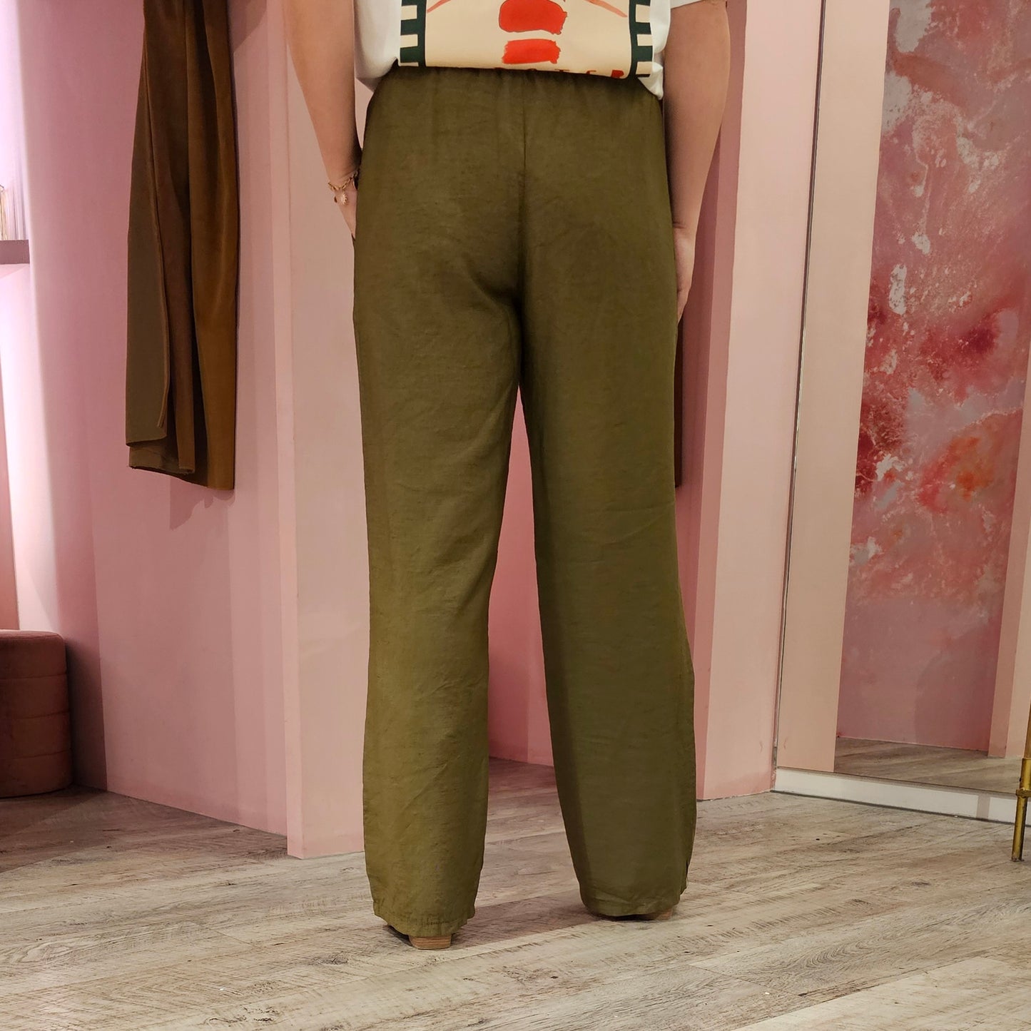 Wide leg linnen 821804 Olijf