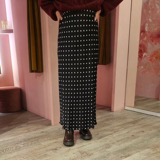 Polka dots satinlook 03843 zwart