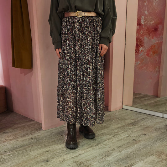 Flower midi rok 97052 zwart