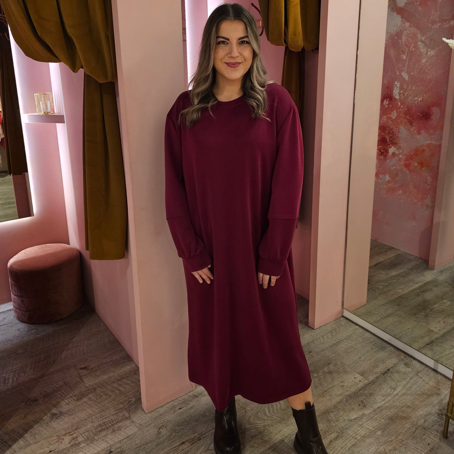 Soft sweaterdress 12393 Bordeaux