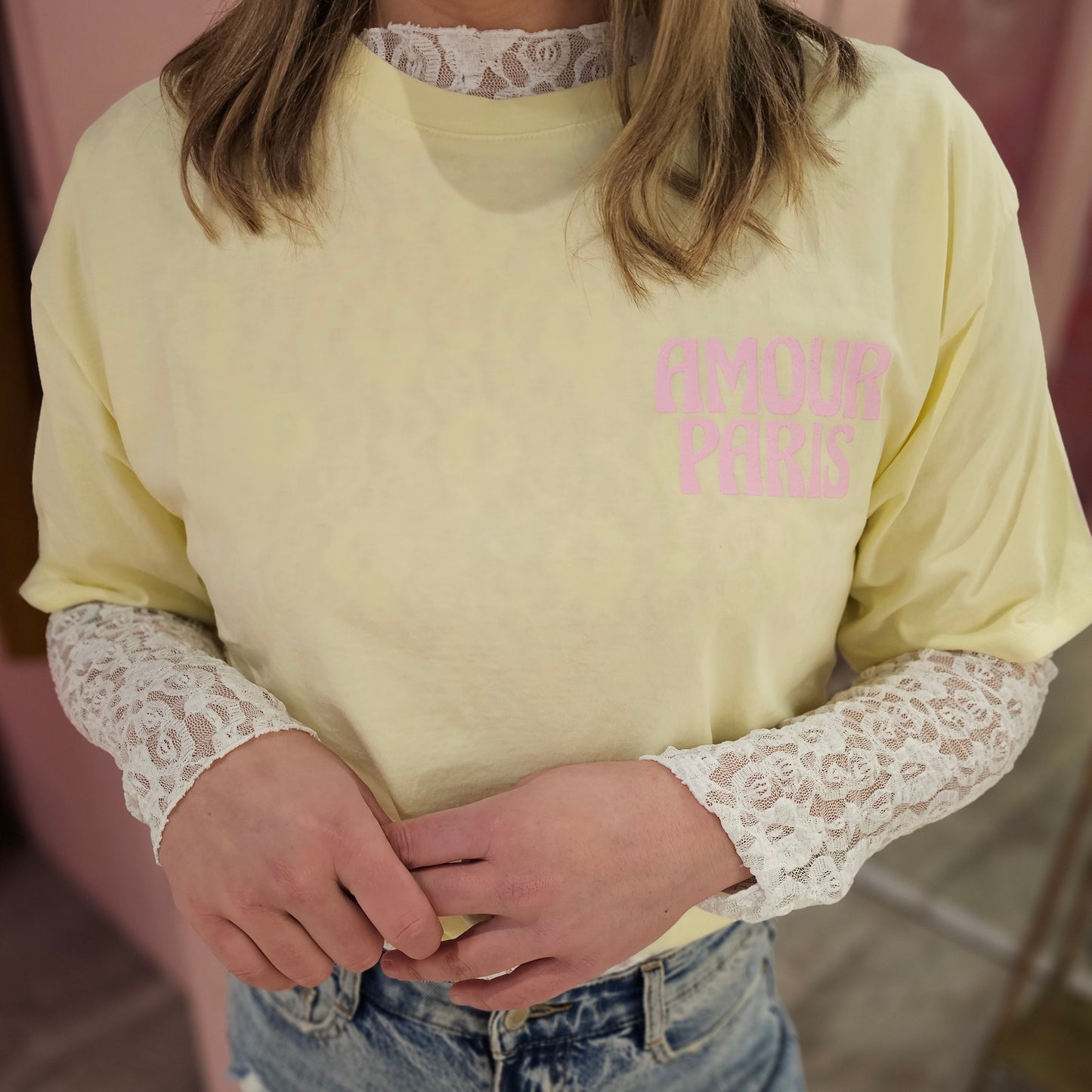 T-shirt opdruk 6030-421 Geel