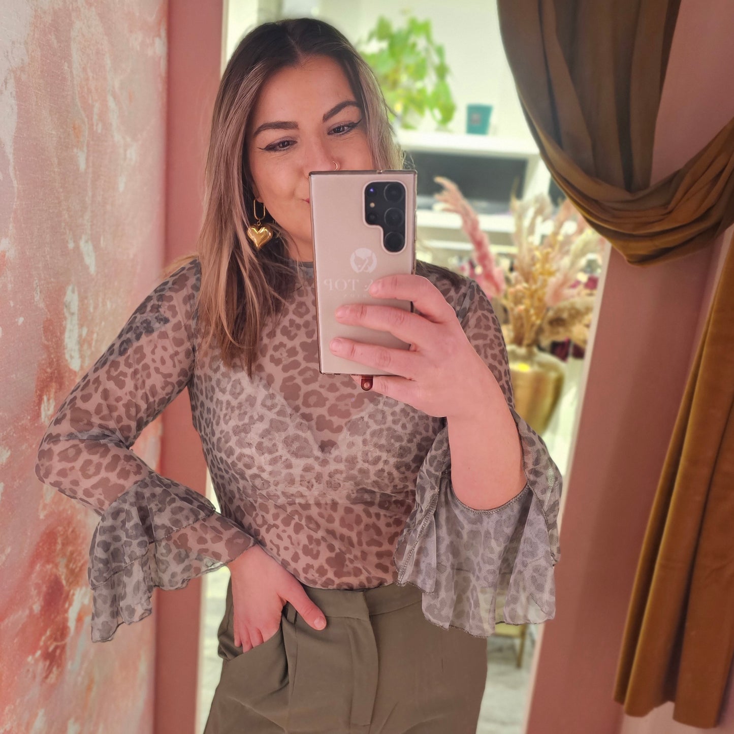 Mesh leopard trompetmouw 6207 Groen