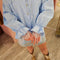 Oversized blouse kant 20799 Blauw