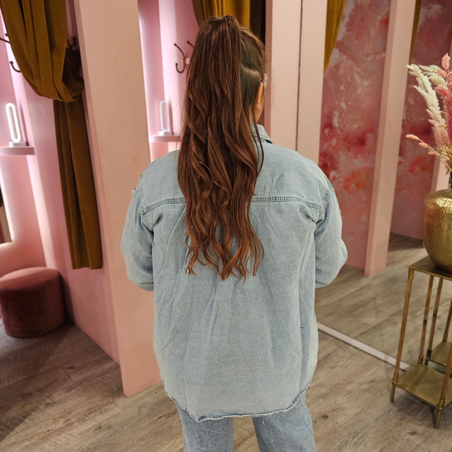 Denimblouse pearls 0039 Blauw