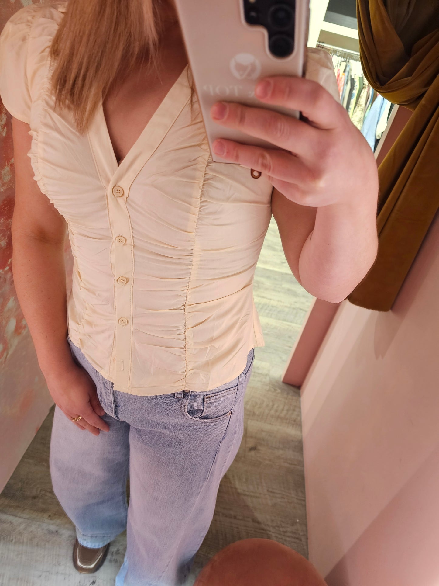 Blouse getailleerd 29161 Geel