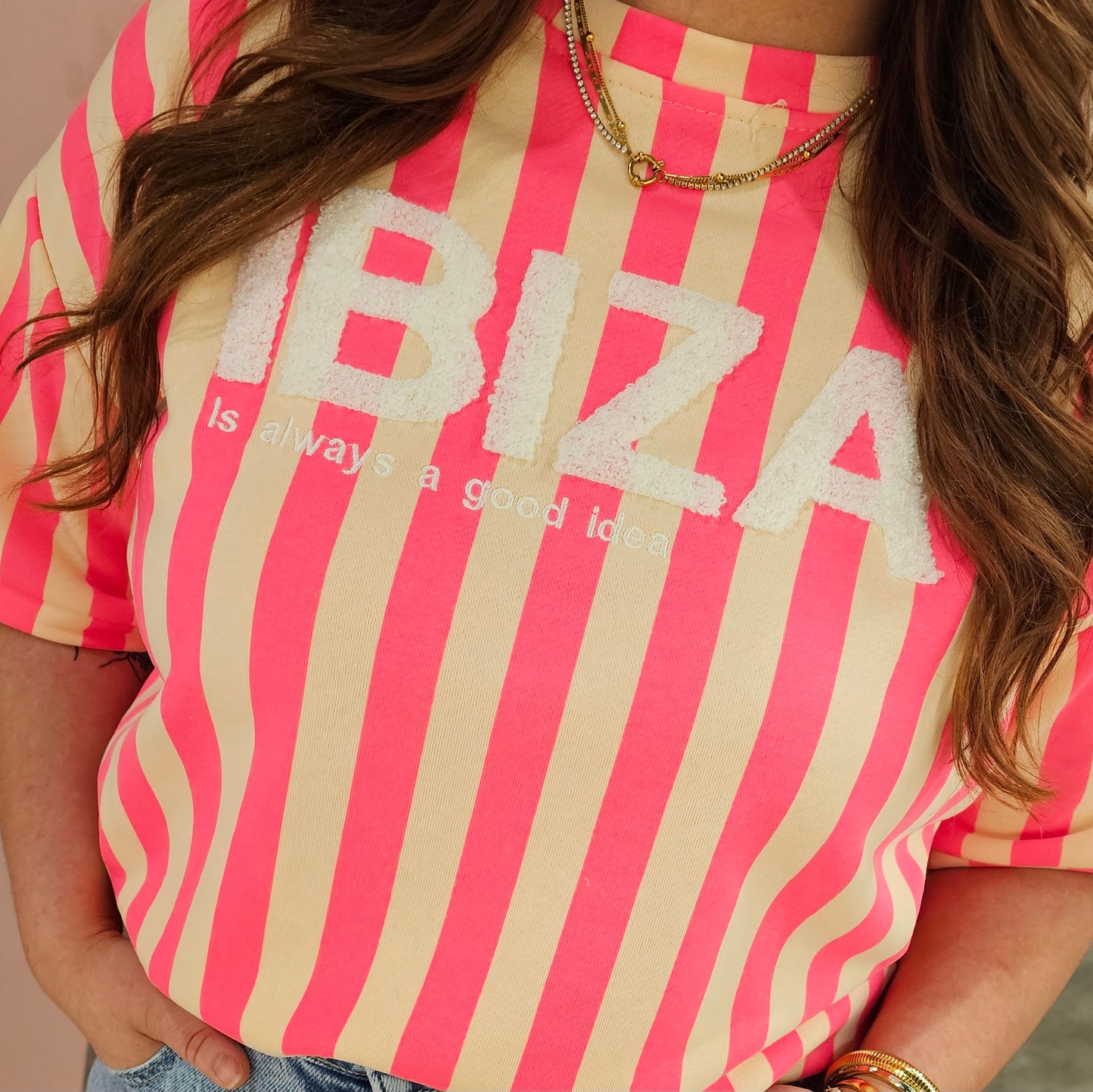 Shirt Ibiza stripes 20614 Roze