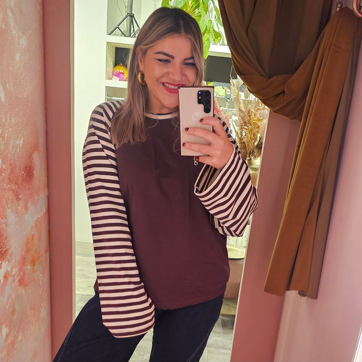 Longsleeve stripes mouw 3410 Bruin