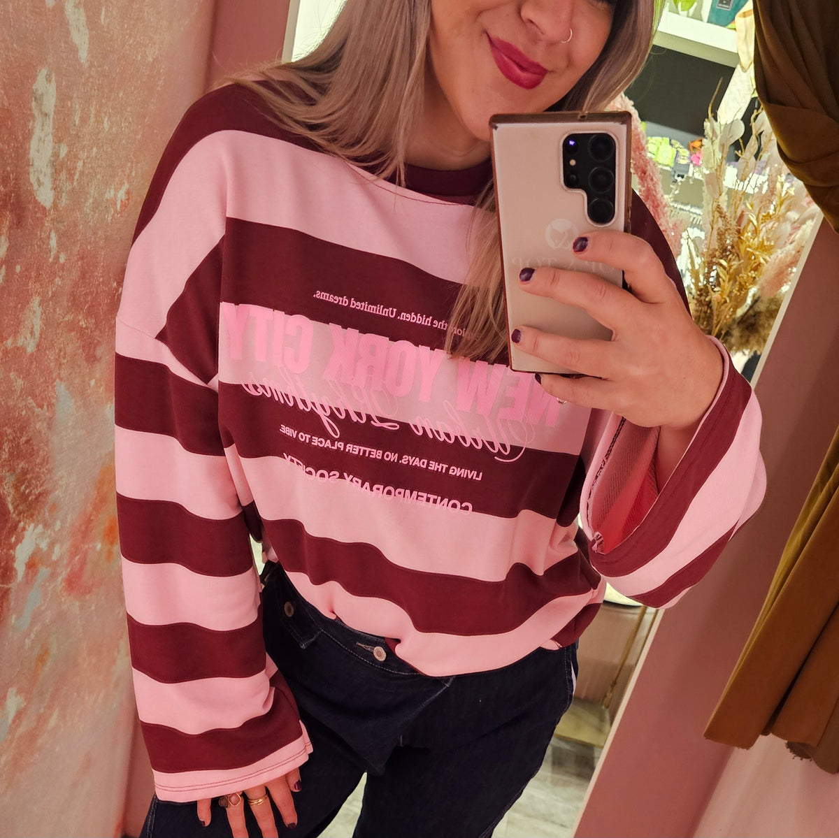 Longsleeve stripes New York 1759 Bordeaux