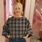 Geruite blouse pofmouw 7349 Blauw