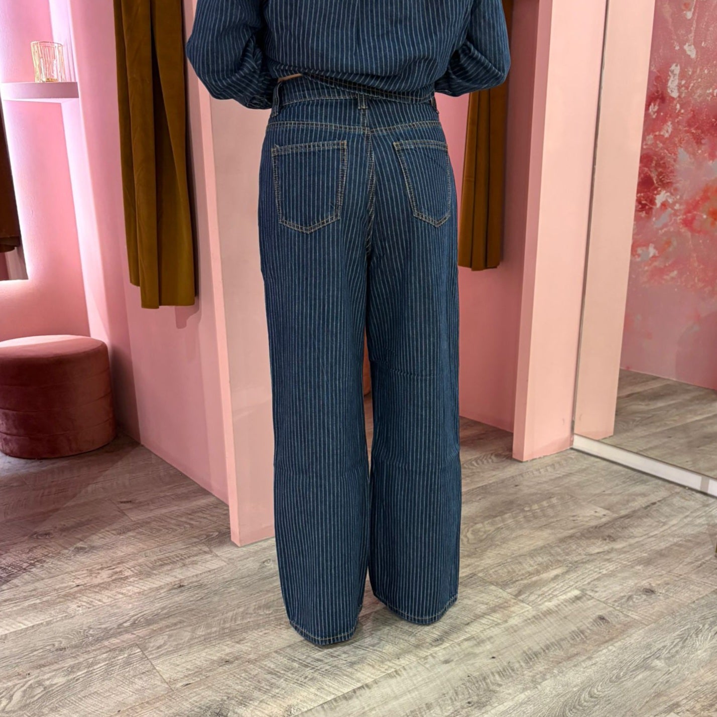 Krijtstreepjeans 8614 Blauw