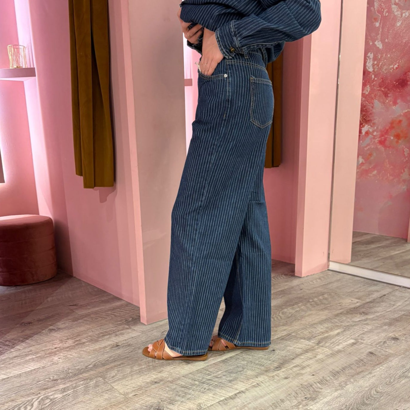 Krijtstreepjeans 8614 Blauw