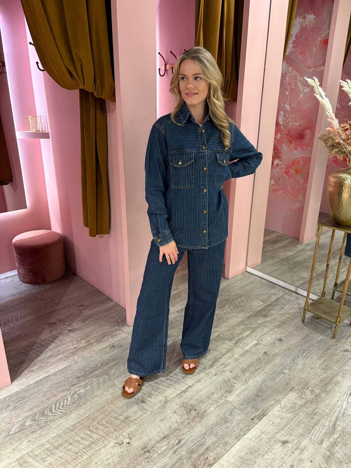 Krijtstreepjeans 8614 Blauw