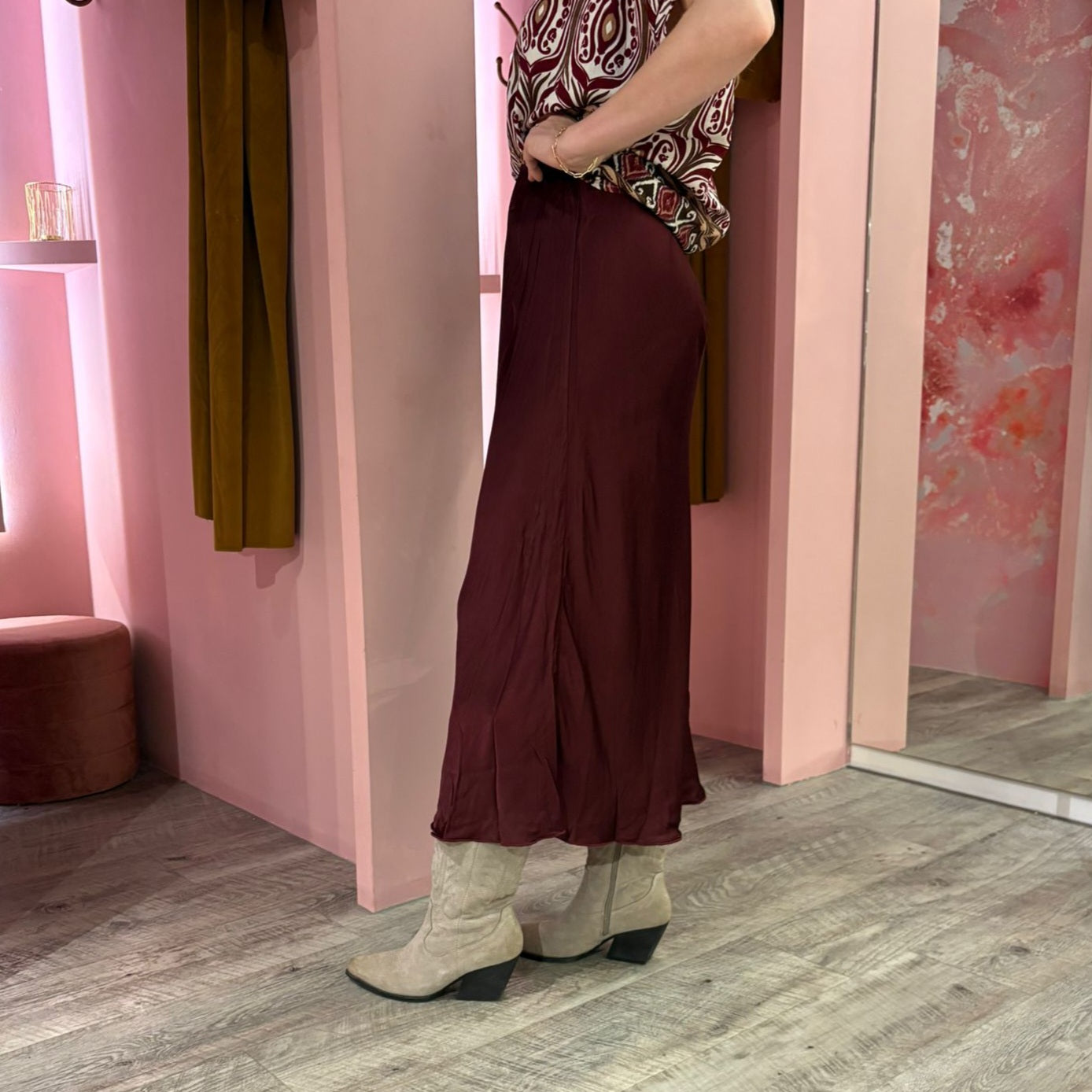 Midi satinlook 21-402-2 Burgundy