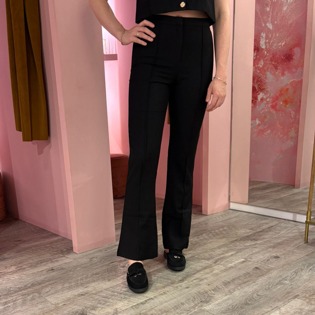Pantalon flared 2629-2 Zwart