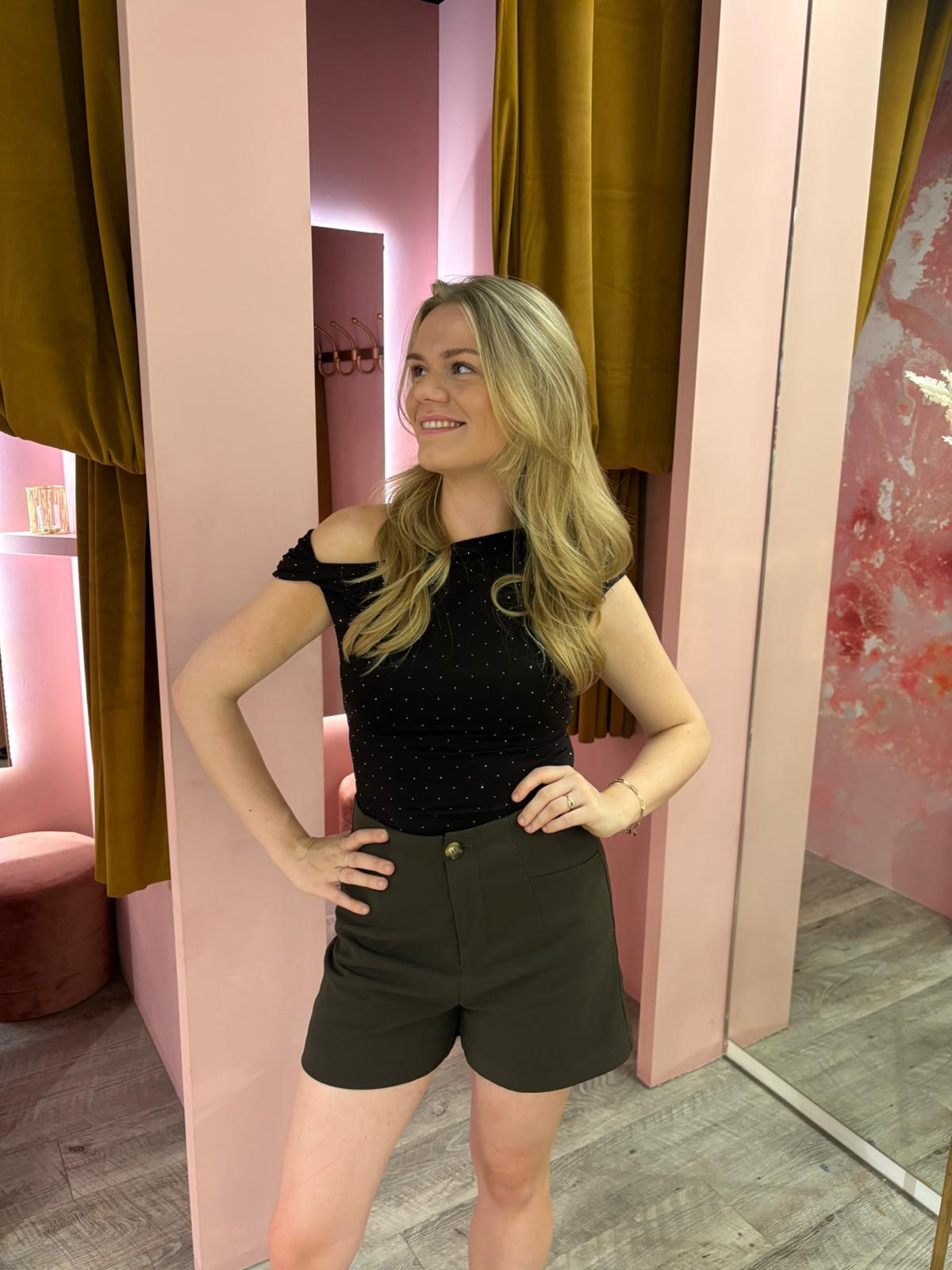 Strass top 793 Zwart