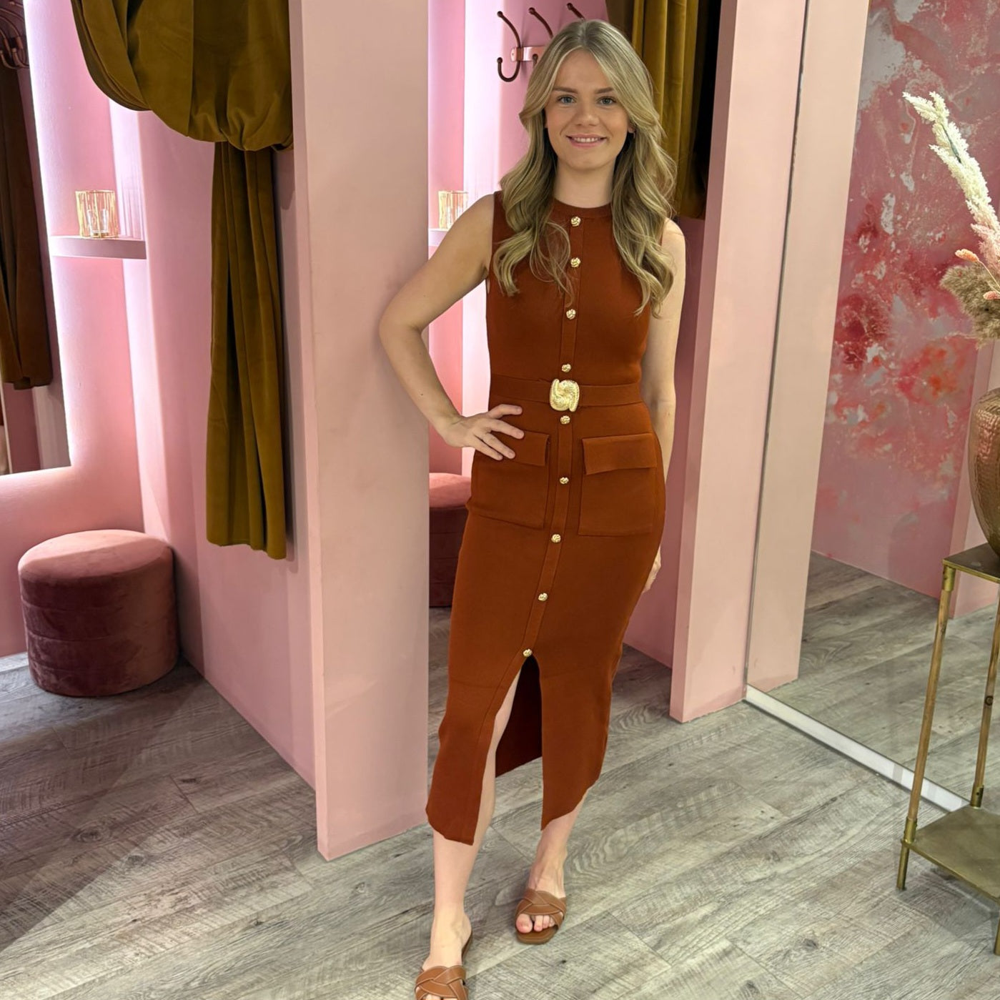 Dress classy 29136 Terracotta