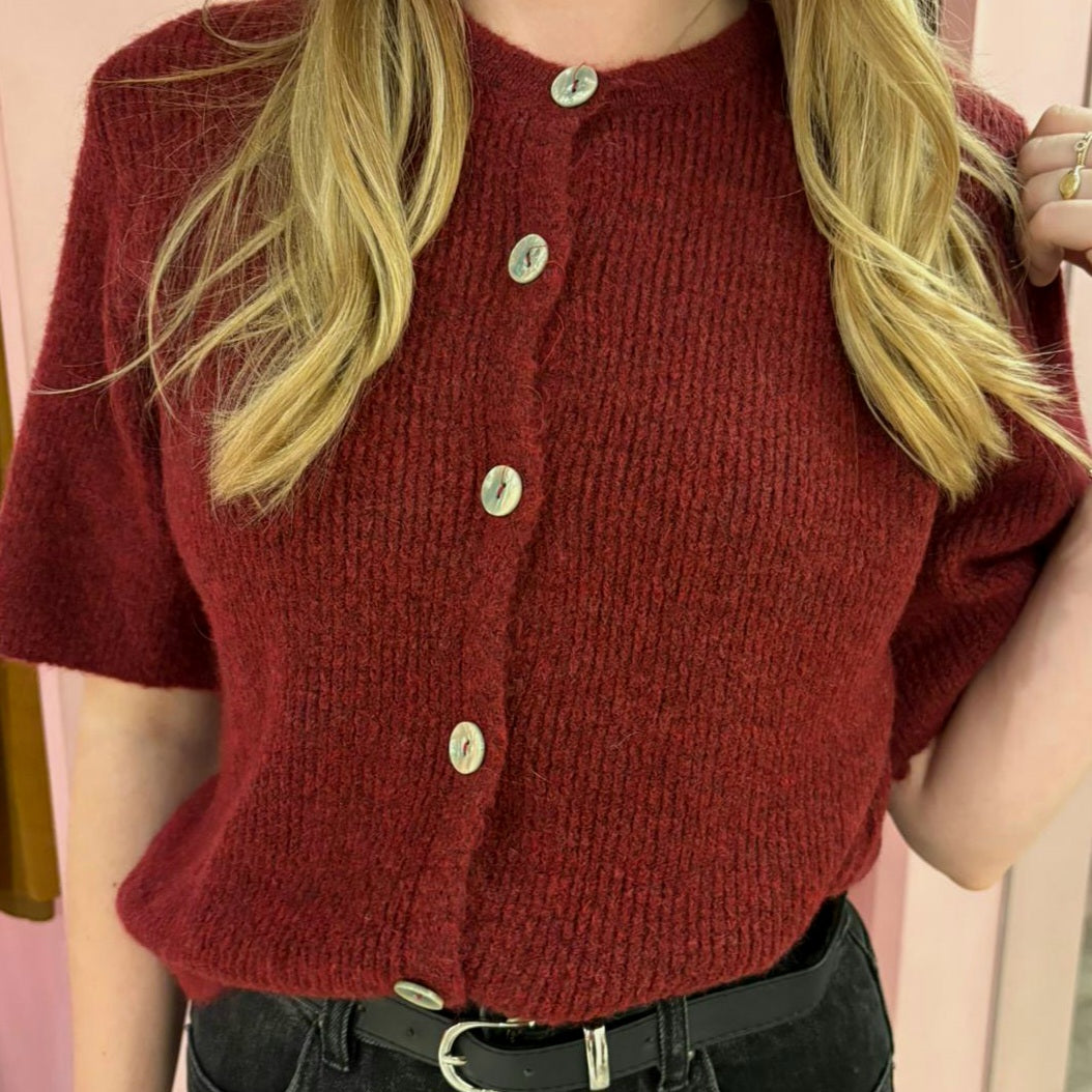 Knit top knopen 50755-2 Burgundy