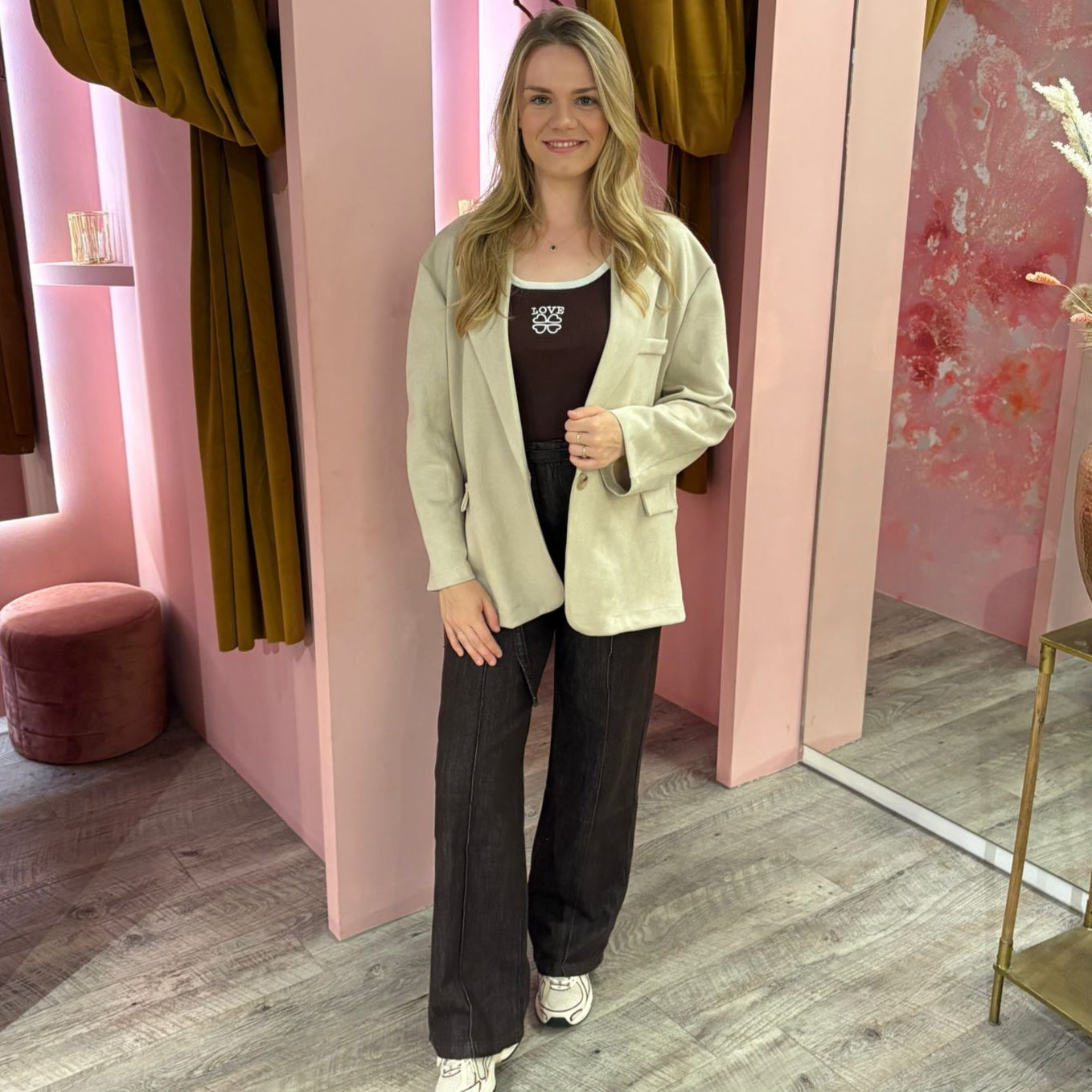 Suedine blazer 17484 Beige