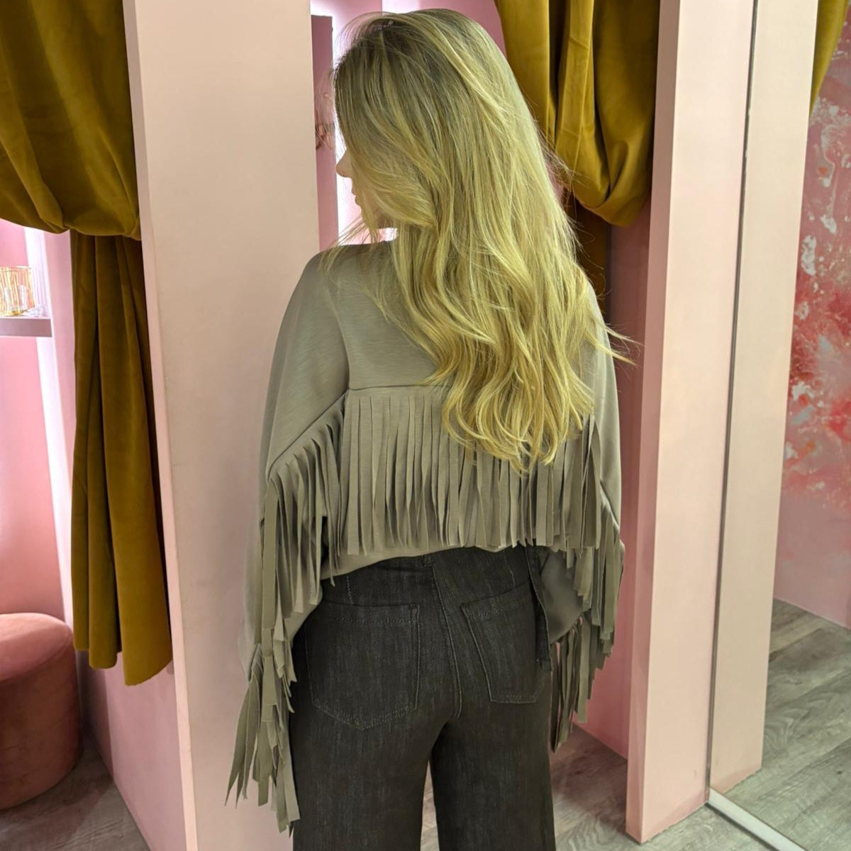 Soft oversized franjes 20111 Taupe