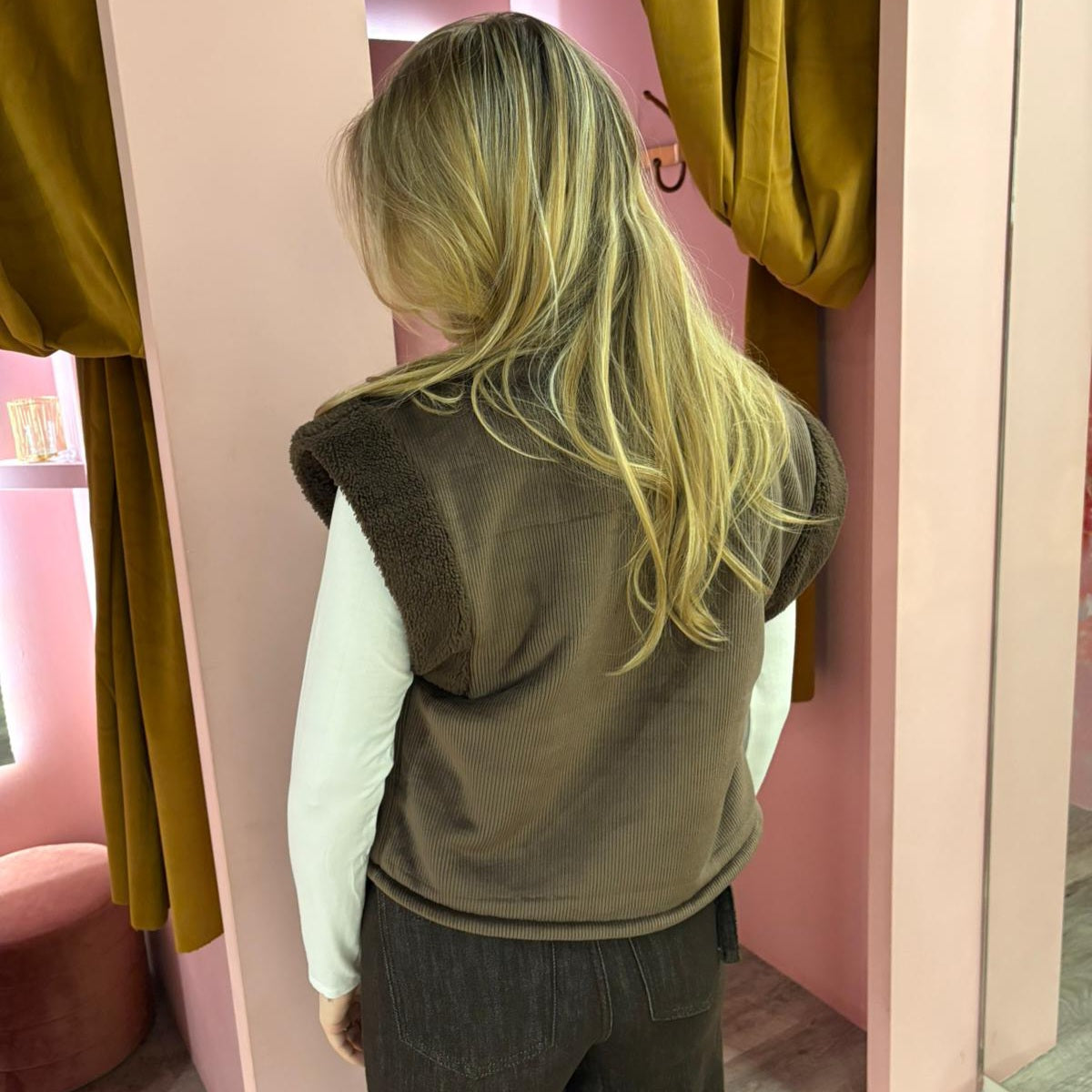 Gilet rib teddy 50066 Bruin