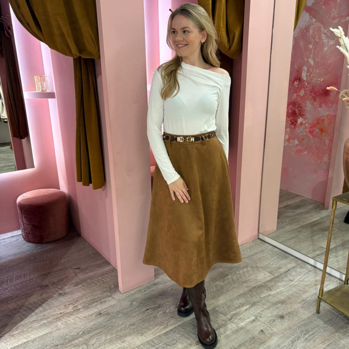 Midi suedine rok 17510 Camel