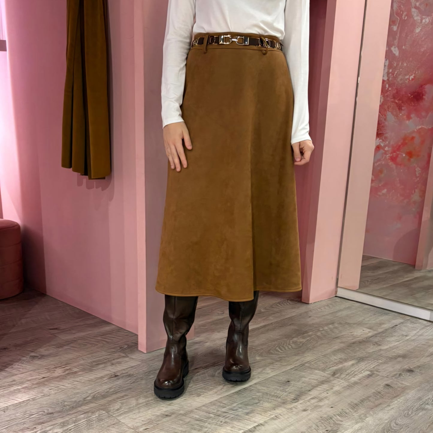 Midi suedine rok 17510 Camel