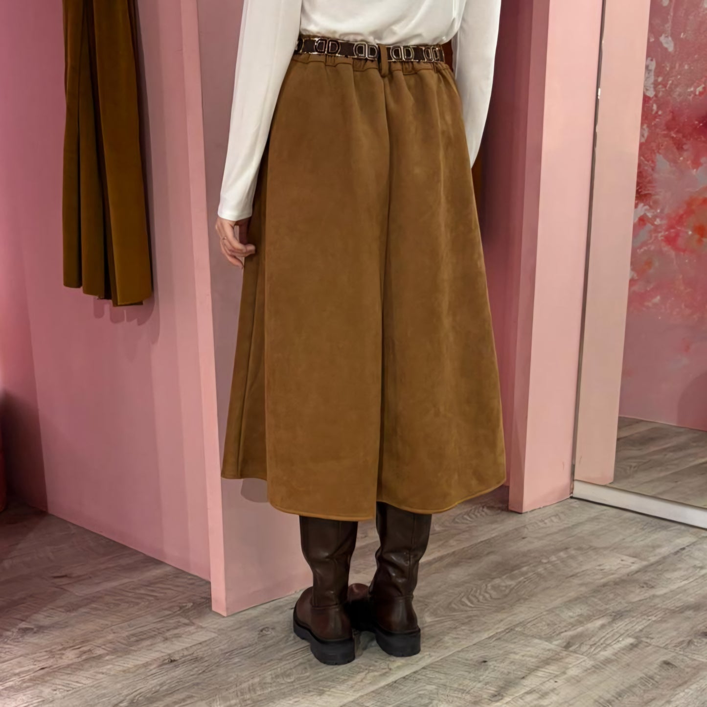 Midi suedine rok 17510 Camel