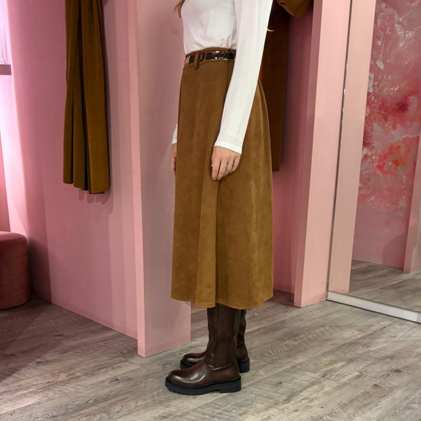 Midi suedine rok 17510 Camel
