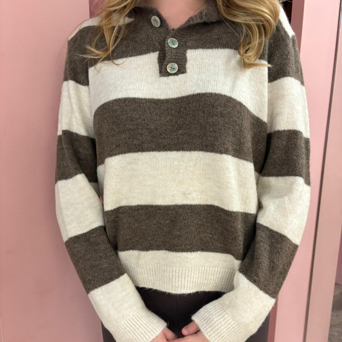 Polo sweater 51168 Taupe