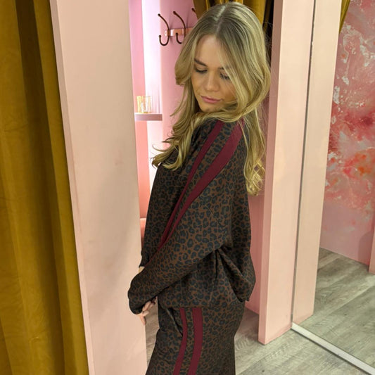 Sweater leopard stripes 1238 Bordeaux
