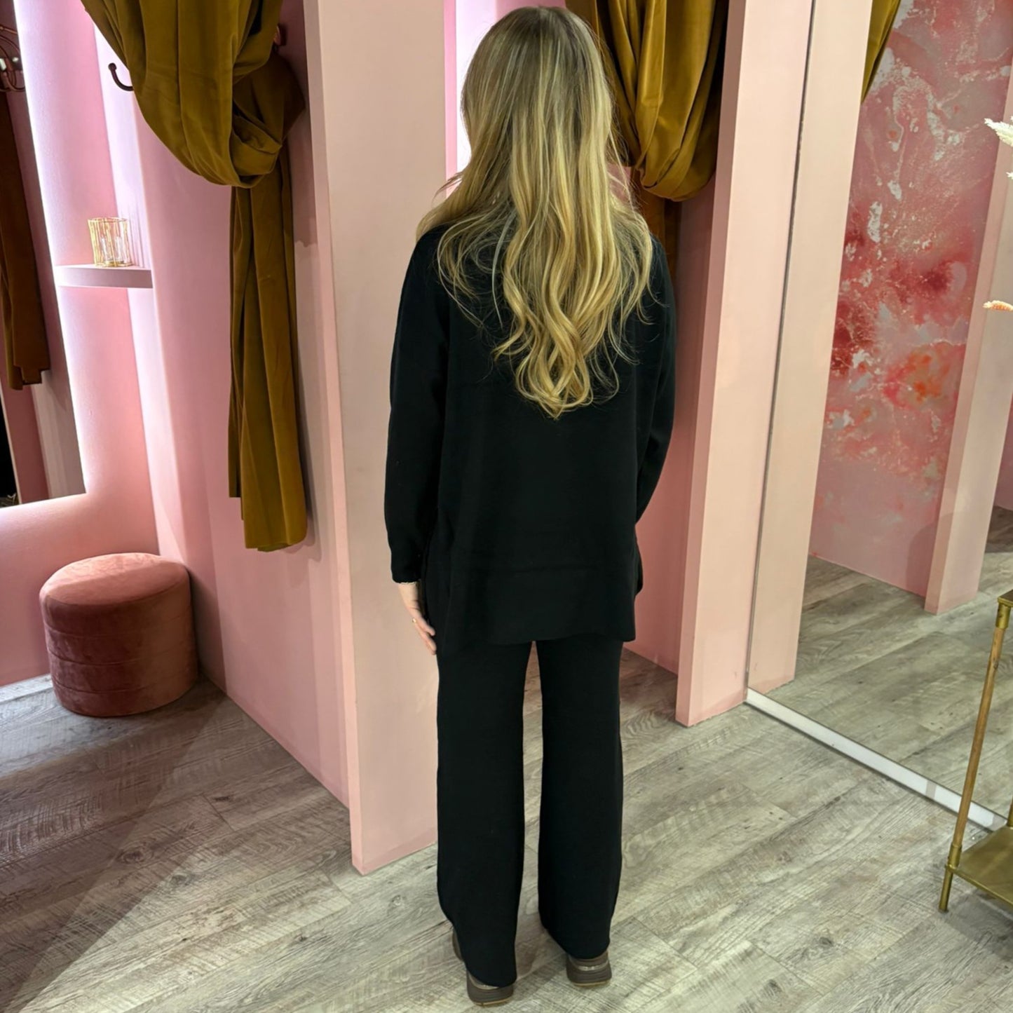 Set wide leg trui LC95 Zwart