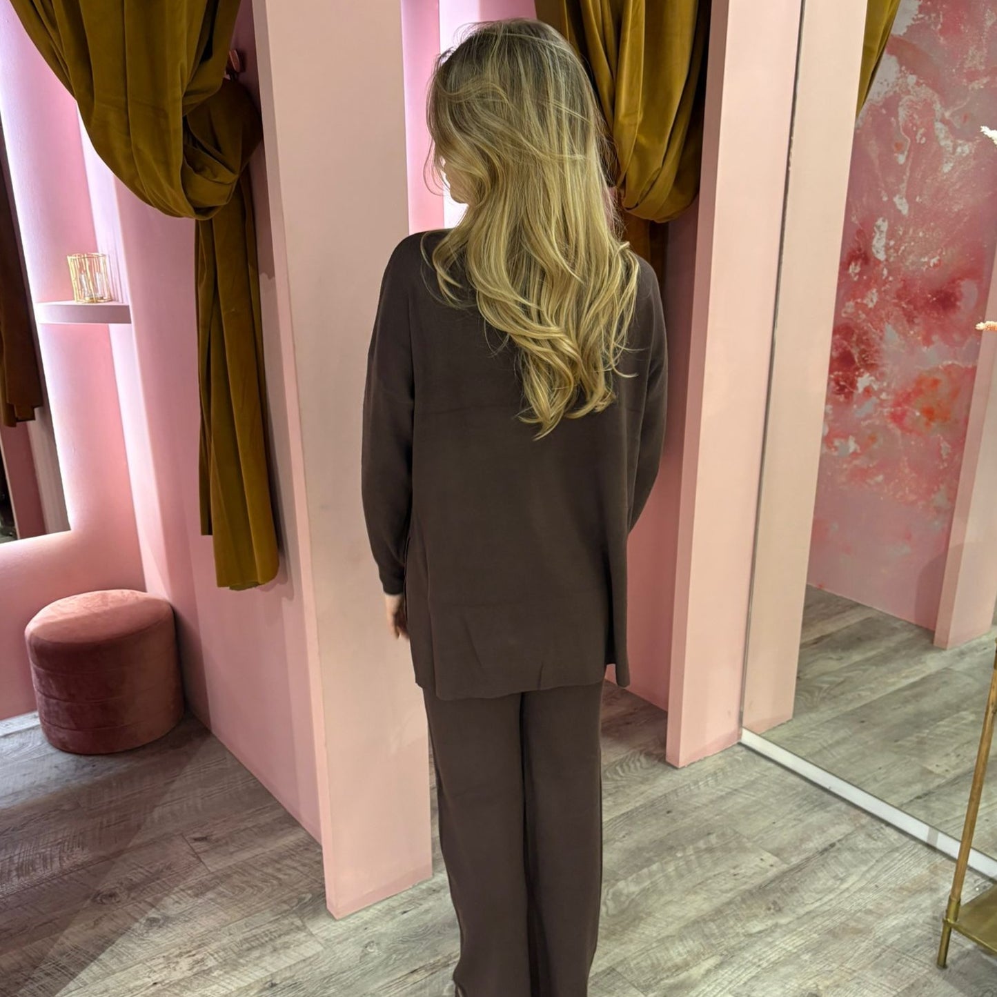 Set wide leg trui LC95 Bruin