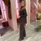 Set wide leg trui LC95 Bruin