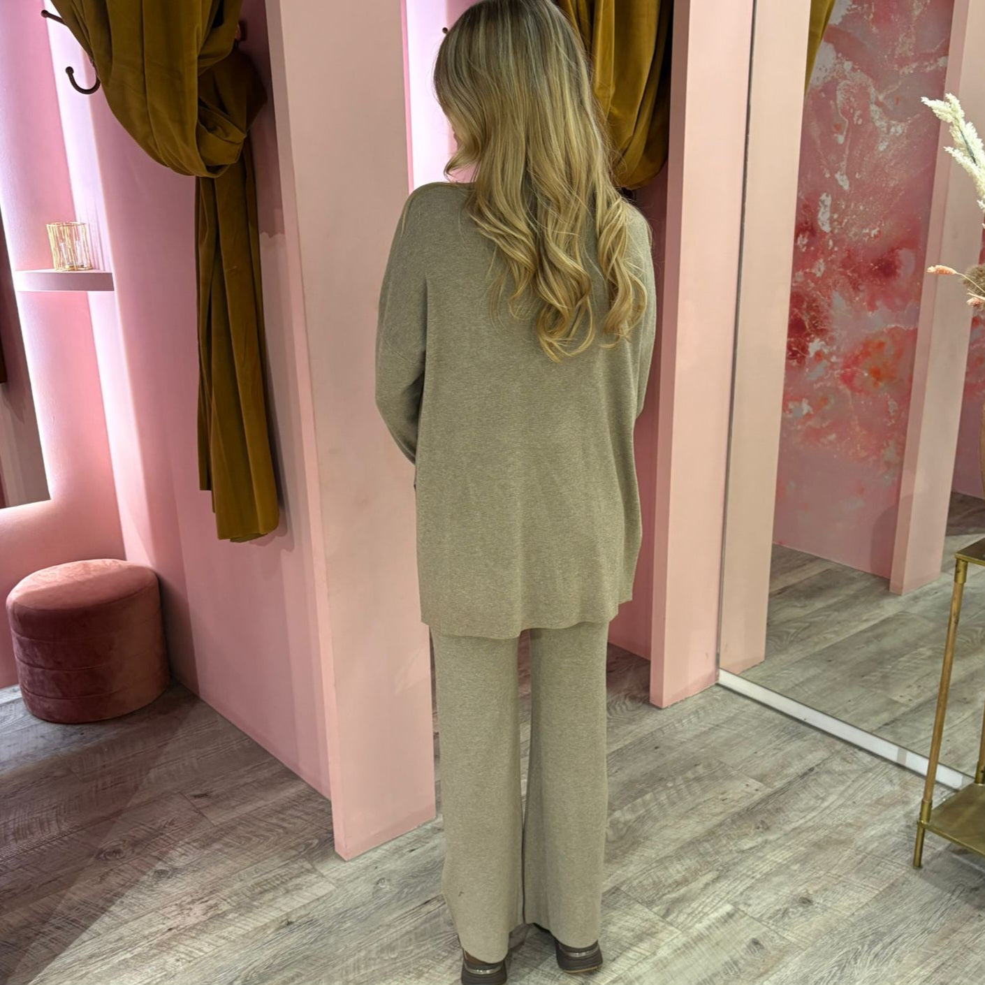 Set wide leg trui LC95 Taupe