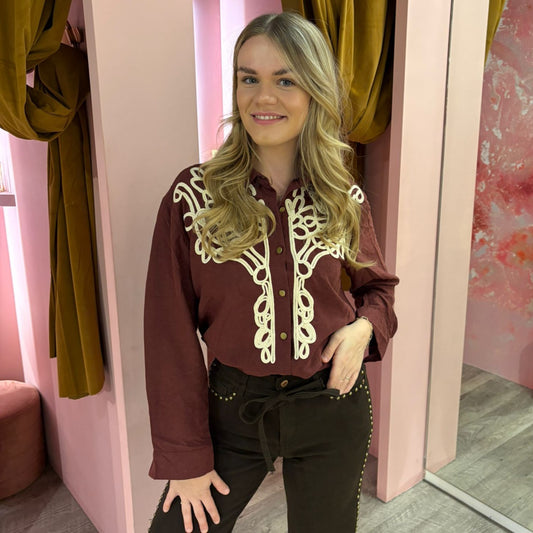 Western blouse knopen 9013 Bordeaux