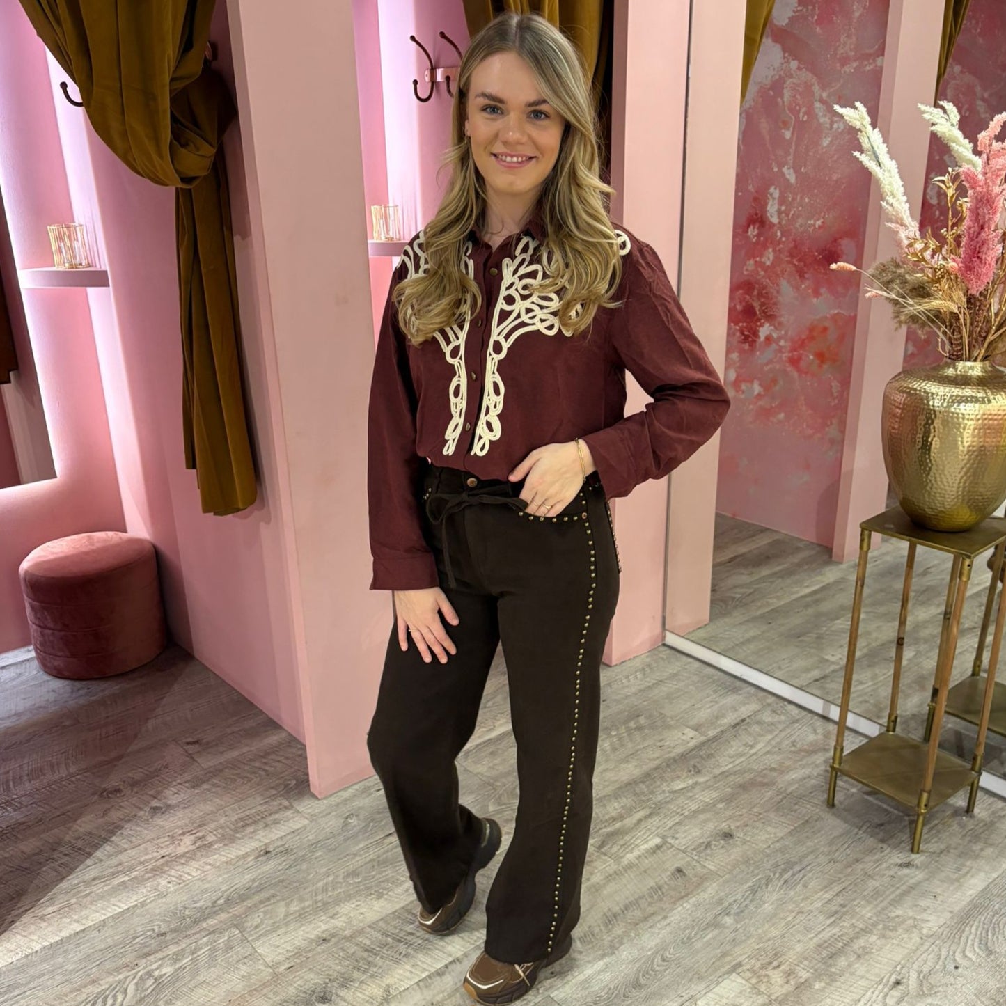 Western blouse knopen 9013 Bordeaux
