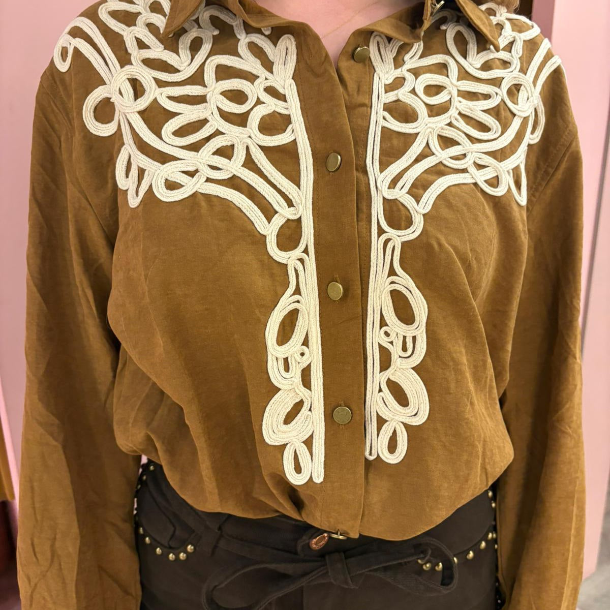 Western blouse knopen 9013 Camel