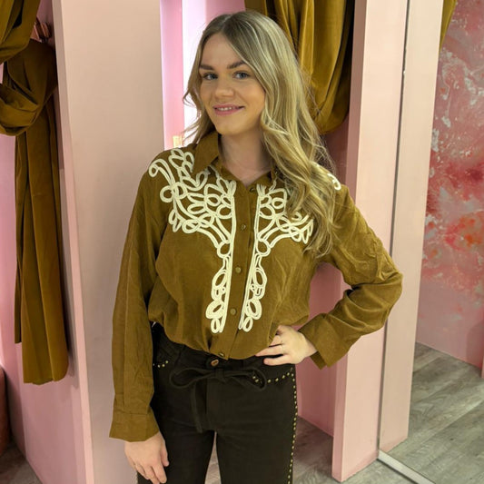 Western blouse knopen 9013 Camel